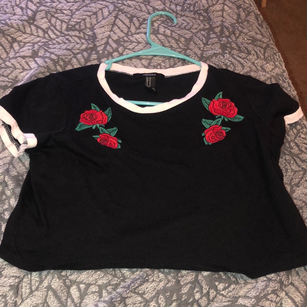 Black shirt with roses